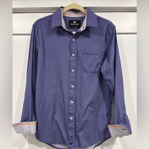 BUTTERCLOTH Long Sleeve Button Shirt Blue Checks Mens Medium M Slim Fit Cotton
